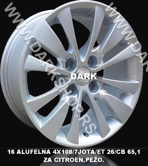 16 ALUFELNE 4X108/7JOTA,/ET26/CB 65,1 ZA CITROEN,PEZO