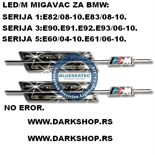 LED MIGAVAC U KRILU/M U CRNOJ POZADINI SA HROMOM