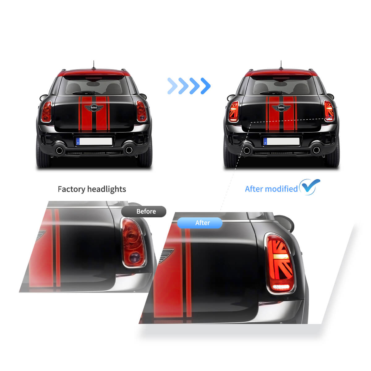 Mini Kuper Kantrimen R60  10-16 LED Stop/black smoke