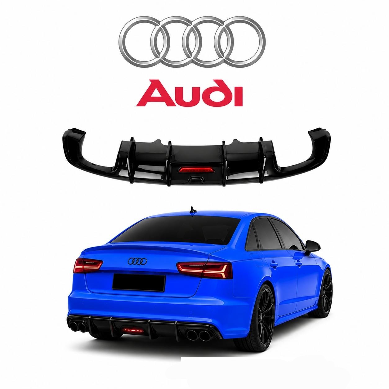 Difuzor A6 za Audi S-line RS LED 15-18