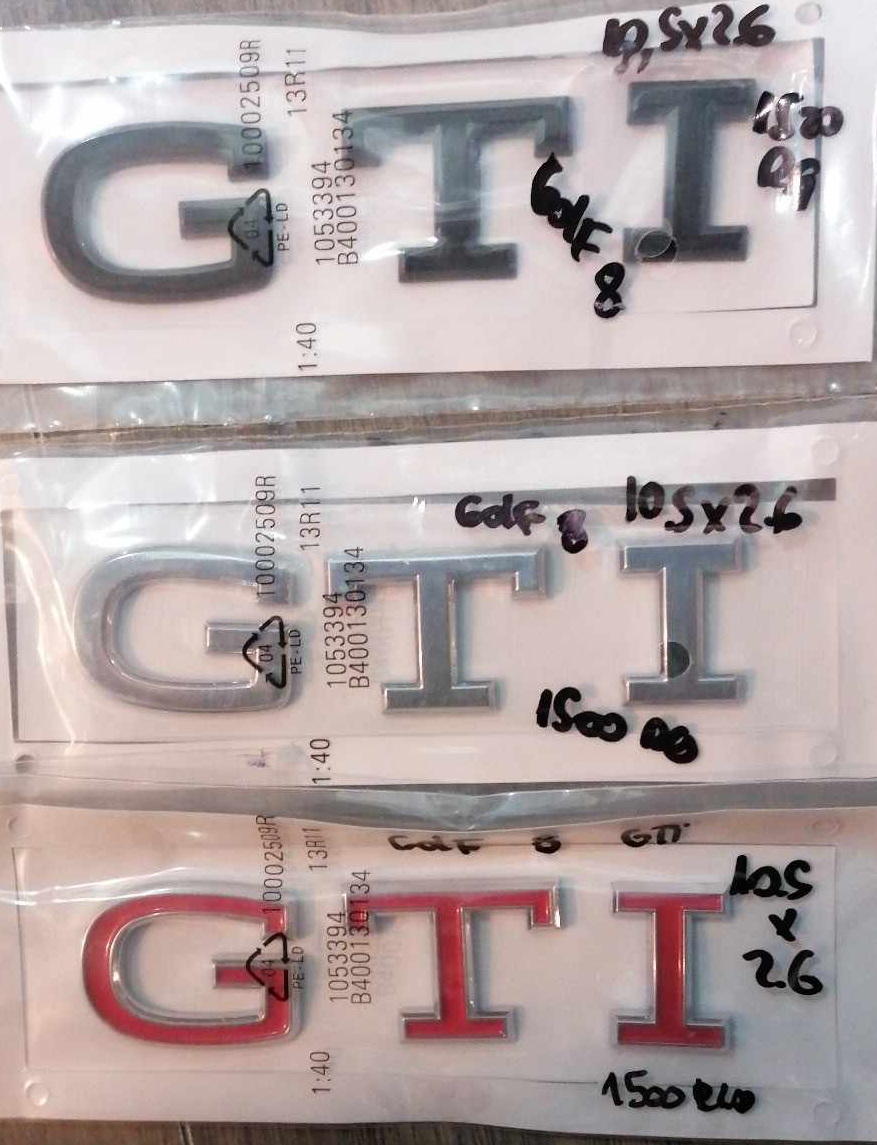 Golf 8 GTI oznaka Dimenzije:10.5x2.6.